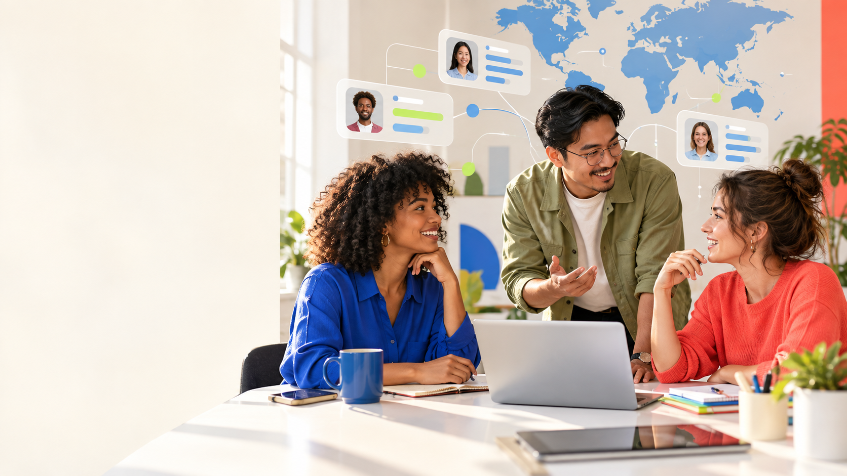 Global hiring team collaborating with AI candidate insights